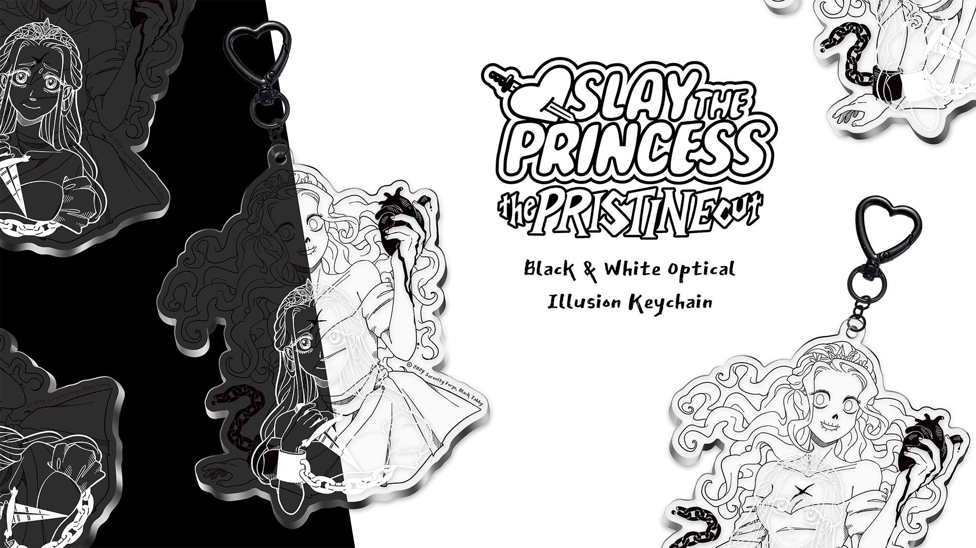 Slay the Princess - Black & White Optical Illusion Keychain