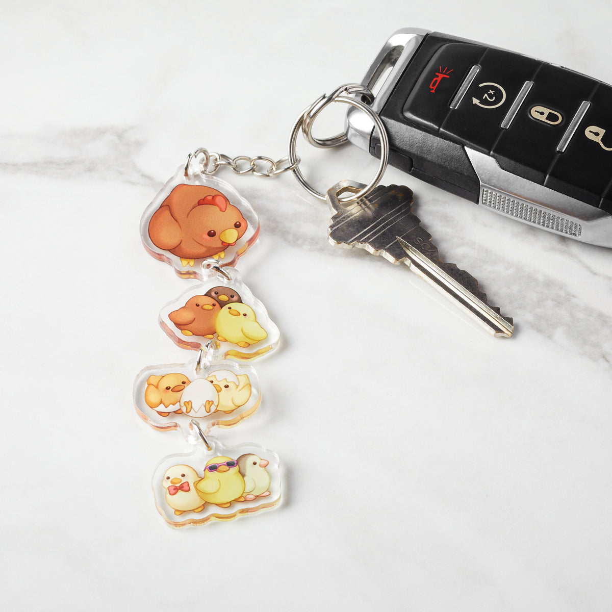 Hen & Chicks Linked Keychain – Serenity Forge Store